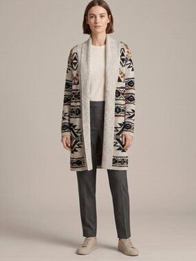 Denali Southwest Aztec Geometric Open Front Shawl Cardigan Sweater